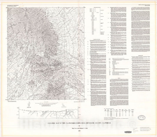 Map : Geologic map of the Palen Pass quadrangle, Riverside County, California, 1989 Cartography Wall Art :