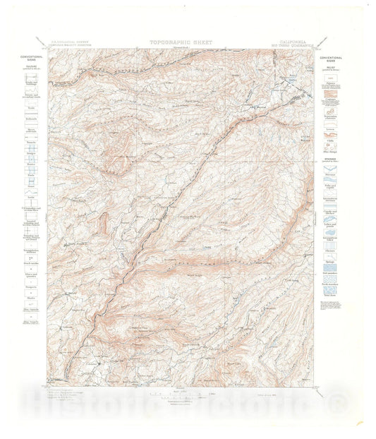 Map : Big Trees folio, California, 1898 Cartography Wall Art :