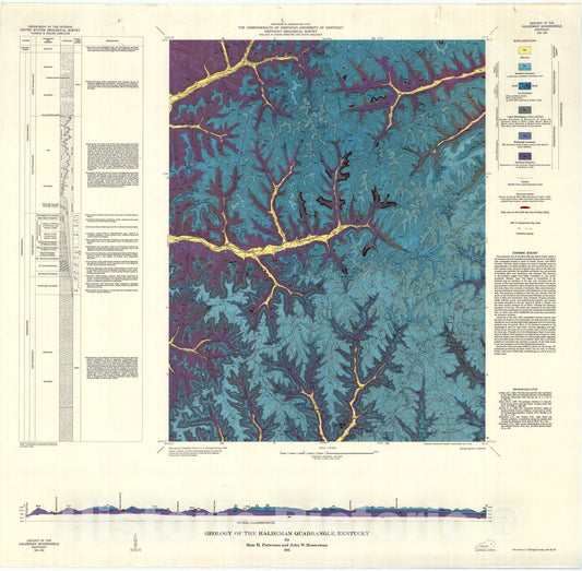 Map : Geology of the Haldeman quadrangle, Kentucky, 1961 Cartography Wall Art :