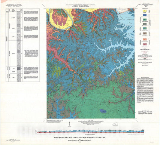 Map : Geology of the Wolf Creek Dam quadrangle, Kentucky, 1962 Cartography Wall Art :