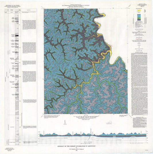 Map : Geology of the Kermit quadrangle in Kentucky, 1962 Cartography Wall Art :