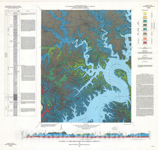Map : Geology of the Jamestown quadrangle, Kentucky, 1962 Cartography Wall Art :