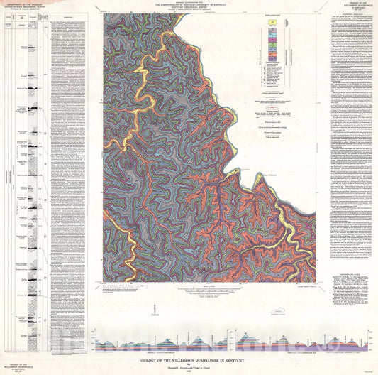 Map : Geology of the Williamson quadrangle in Kentucky, 1962 Cartography Wall Art :