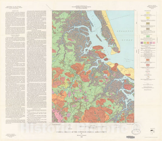 Map : Surficial geology of the Ipswich quadrangle, Massachusetts, 1963 Cartography Wall Art :