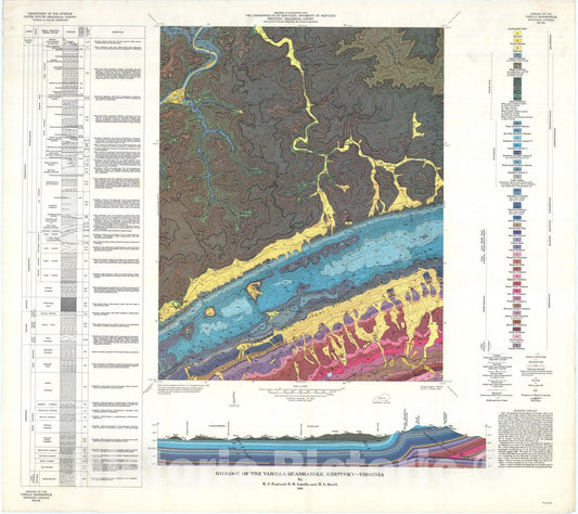Map : Geology of the Varilla quadrangle, Kentucky-Virginia, 1963 Cartography Wall Art :