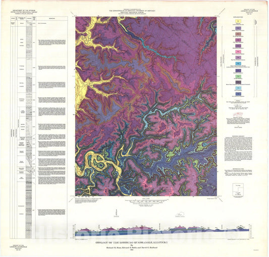 Map : Geology of the Lodiburg quadrangle, Kentucky, 1963 Cartography Wall Art :