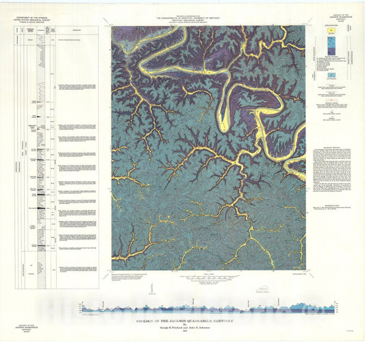 Map : Geology of the Jackson quadrangle, Kentucky, 1963 Cartography Wall Art :