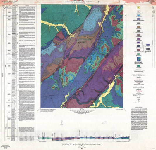 Map : Geology of the Salem quadrangle, Kentucky, 1962 Cartography Wall Art :