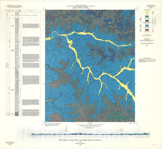 Map : Geology of the Tracy quadrangle, Kentucky, 1963 Cartography Wall Art :