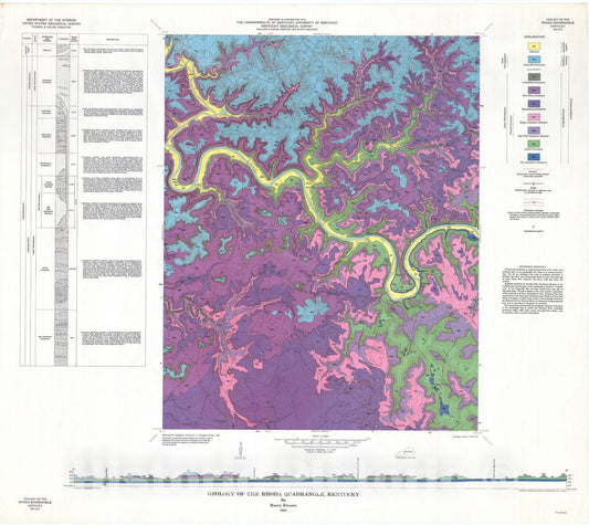 Map : Geology of the Rhoda quadrangle, Kentucky, 1963 Cartography Wall Art :