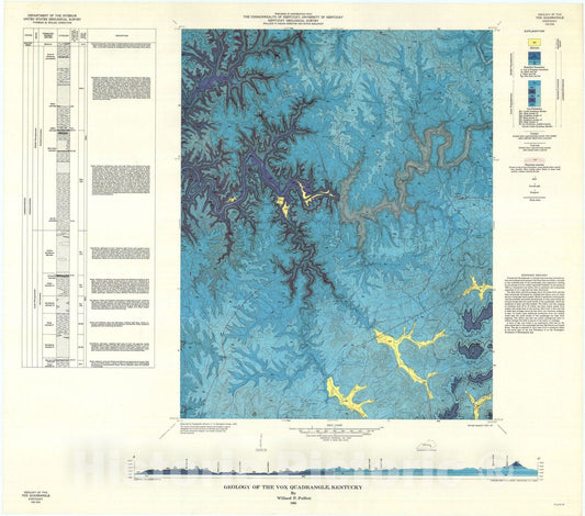 Map : Geology of the Vox quadrangle, Kentucky, 1963 Cartography Wall Art :