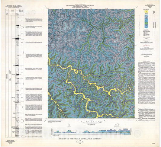 Map : Geology of the Thomas quadrangle, Kentucky, 1963 Cartography Wall Art :
