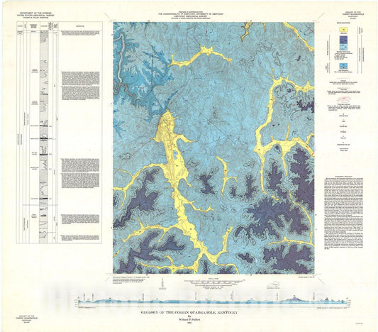 Map : Geology of the Corbin quadrangle, Kentucky, 1963 Cartography Wall Art :