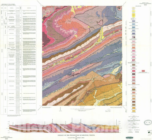 Map : Geology of the Stickleyville quadrangle, Virginia, 1963 Cartography Wall Art :