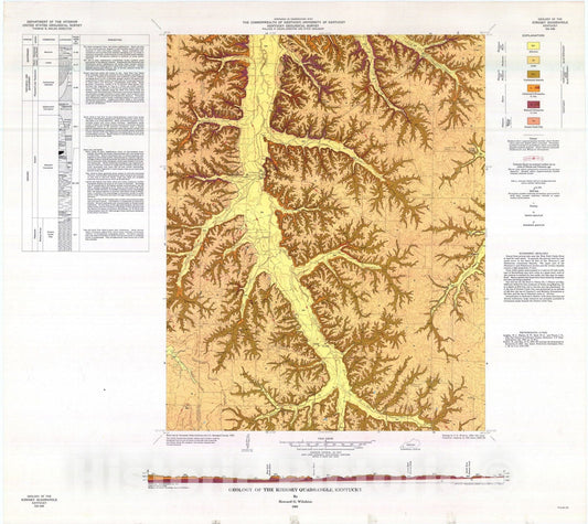 Map : Geology of the Kirksey quadrangle, Kentucky, 1963 Cartography Wall Art :