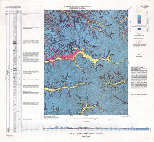 Map : Geology of the Tyner quadrangle, Kentucky, 1963 Cartography Wall Art :