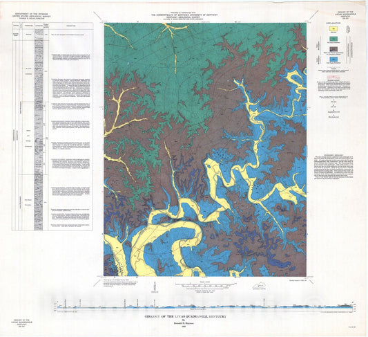 Map : Geology of the Lucas quadrangle, Kentucky, 1963 Cartography Wall Art :
