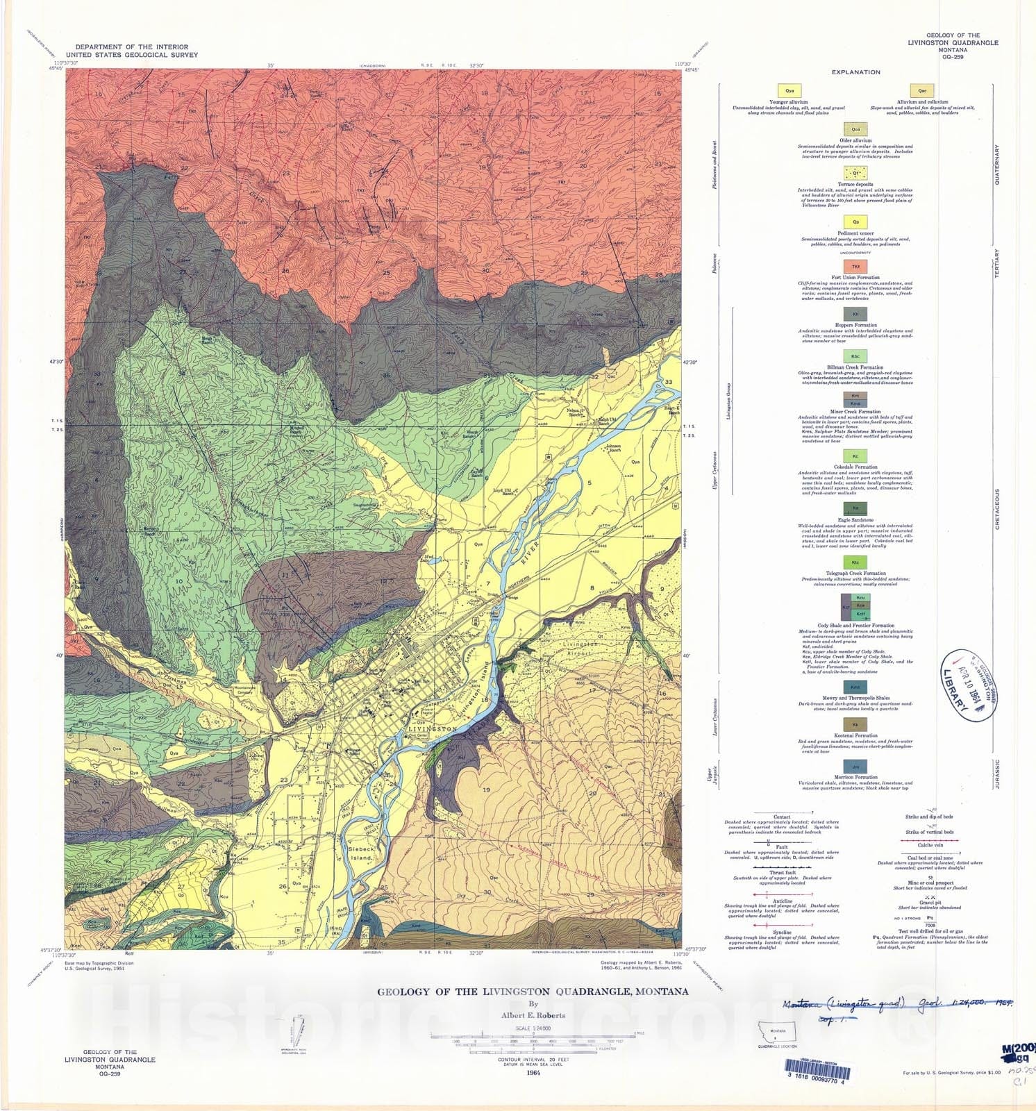 Map : Geology of the Livingston quadrangle, Montana, 1964 Cartography Wall Art :