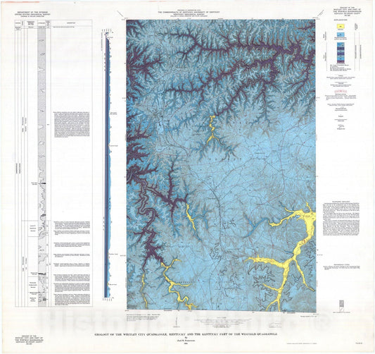 Map : Geology of the Whitley City quadrangle, Kentucky and the Kentucky part of the Winfield quadrangle, 1964 Cartography Wall Art :