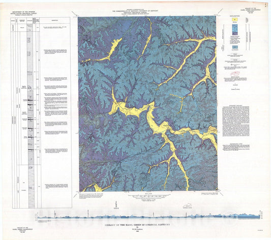 Map : Geology of the Hazel Green quadrangle, Kentucky, 1963 Cartography Wall Art :
