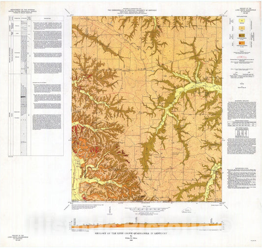 Map : Geology of the Lynn Grove quadrangle in Kentucky, 1963 Cartography Wall Art :