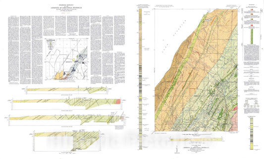 Map : Bedrock geology of the Ahmeek quadrangle, Michigan, 1953 Cartography Wall Art :