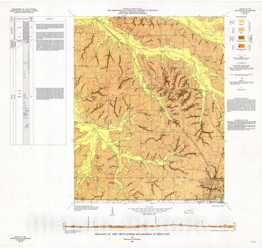 Map : Geology of the Crutchfield quadrangle in Kentucky, 1963 Cartography Wall Art :