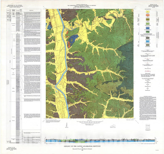 Map : Geology of the Canton quadrangle, Kentucky, 1963 Cartography Wall Art :