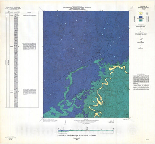 Map : Geology of the Woodburn quadrangle, Kentucky, 1963 Cartography Wall Art :