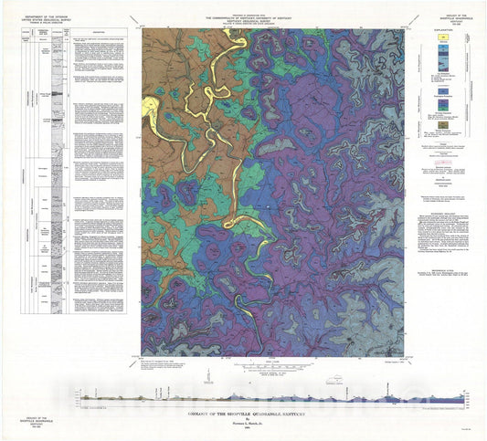 Map : Geology of the Shopville quadrangle, Kentucky, 1964 Cartography Wall Art :