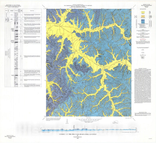Map : Geology of the Pellville quadrangle, Kentucky, 1963 Cartography Wall Art :