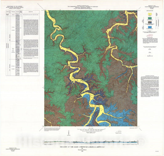 Map : Geology of the Allen Springs quadrangle, Kentucky, 1963 Cartography Wall Art :