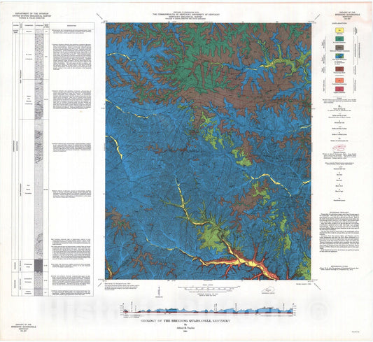 Map : Geology of the Breeding quadrangle, Kentucky, 1964 Cartography Wall Art :