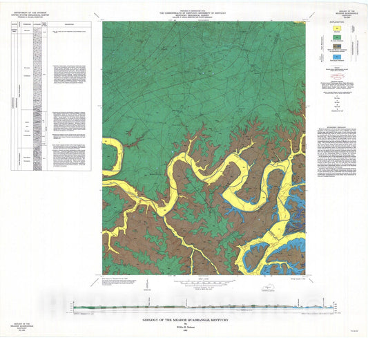 Map : Geology of the Meador quadrangle, Kentucky, 1963 Cartography Wall Art :