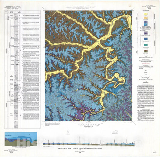 Map : Geology of the Tygarts Valley quadrangle, Kentucky, 1964 Cartography Wall Art :