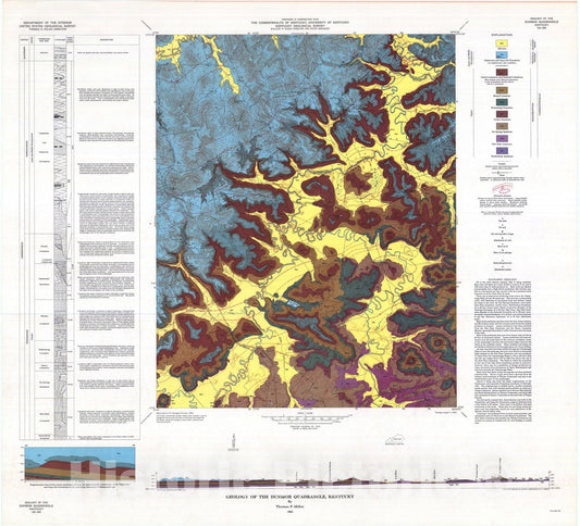 Map : Geology of the Dunmor quadrangle, Kentucky, 1964 Cartography Wall Art :