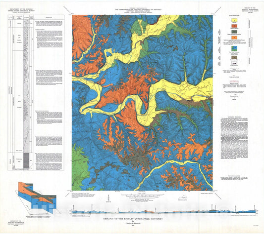 Map : Geology of the Knifley quadrangle, Kentucky, 1964 Cartography Wall Art :