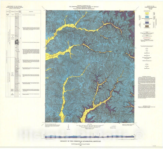 Map : Geology of the Fordsville quadrangle, Kentucky, 1964 Cartography Wall Art :