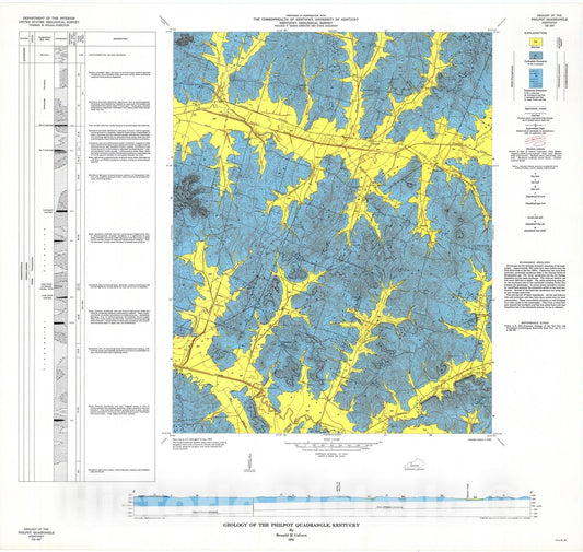 Map : Geology of the Philpot quadrangle, Kentucky, 1964 Cartography Wall Art :