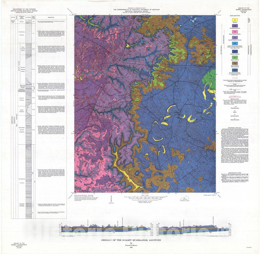 Map : Geology of the Summit quadrangle, Kentucky, 1964 Cartography Wall Art :