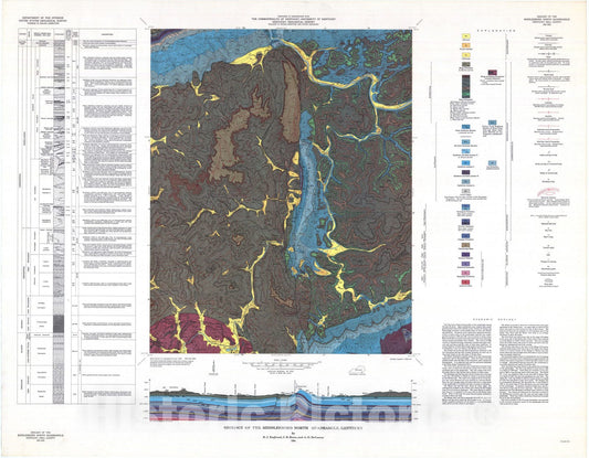 Map : Geology of the Middlesboro North quadrangle, Kentucky, 1964 Cartography Wall Art :