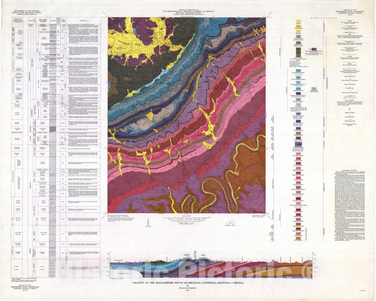 Map : Geology of the Middlesboro South quadrangle, Tennessee-Kentucky-Virginia, 1964 Cartography Wall Art :