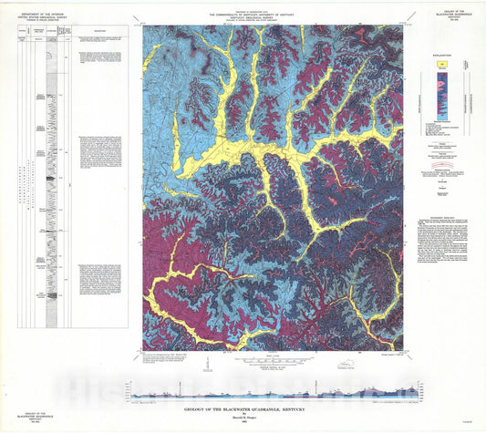 Map : Geology of the Blackwater quadrangle, Kentucky, 1964 Cartography Wall Art :