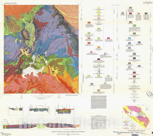 Map : Geology of the Santa Rita quadrangle, New Mexico, 1964 Cartography Wall Art :