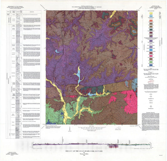 Map : Geology of the Kelly quadrangle, Kentucky, 1964 Cartography Wall Art :