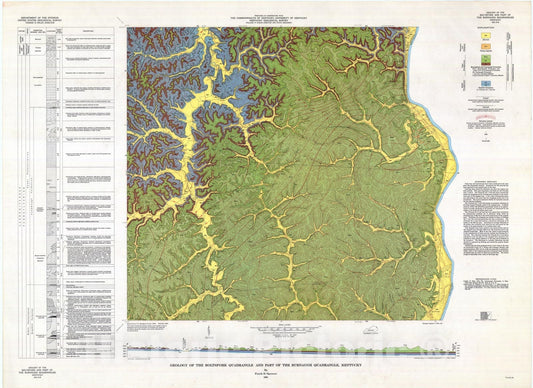 Map : Geology of the Boltsfork quadrangle and part of the Burnaugh quadrangle, Kentucky, 1964 Cartography Wall Art :
