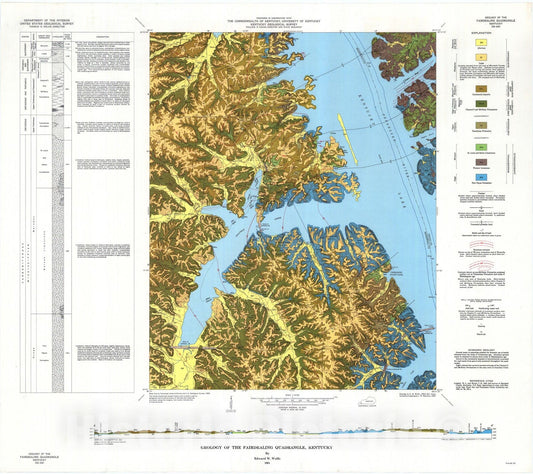 Map : Geology of the Fairdealing quadrangle, Kentucky, 1964 Cartography Wall Art :