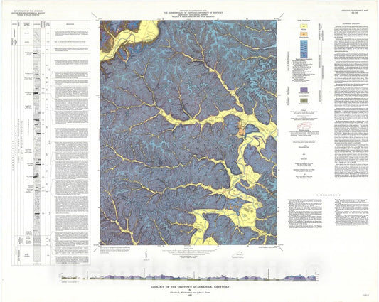 Map : Geology of the Oldtown quadrangle, Kentucky, 1965 Cartography Wall Art :