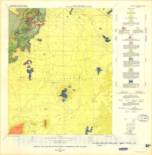 Map : Geology of the Dough Mountain quadrangle, New Mexico, 1964 Cartography Wall Art :