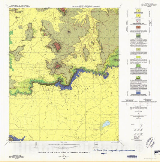 Map : Geology of the South Butte quadrangle, New Mexico, 1964 Cartography Wall Art :
